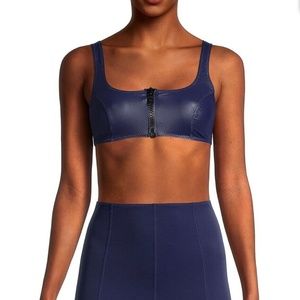 Lisa Marie Fernandez Women's Glossy Navy Front-Zip Sports Bra